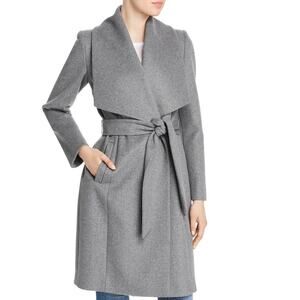 New Cole Haan Wool Blend Slick Wrap Coat in Grey Women's Size 8